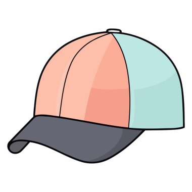 Bir çocuğun beysbol şapkasını tasvir eden bir simge, basit bir vektör formatında, eğlenceli bir tasarımla çizilmiş..