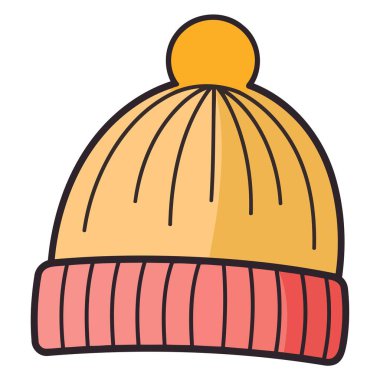 Basit bir vektör formatında çizilmiş, sıcak ve oyuncu tasarımını vurgulayan, bir çocuğun beresini gösteren bir simge.