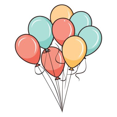 Farklı şekillerde, festival veya parti temalı grafikler için vektör biçiminde uygun bir balon kümesinin simgesi.