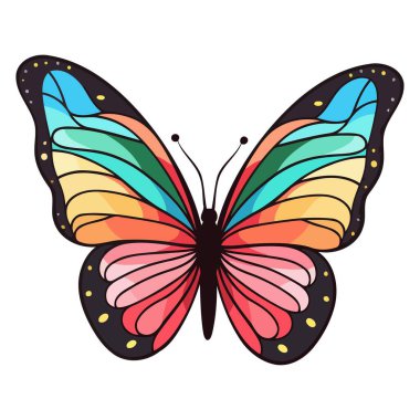 Zarif kanat desenleri sergileyen bir kelebeğin vektör çizimi.