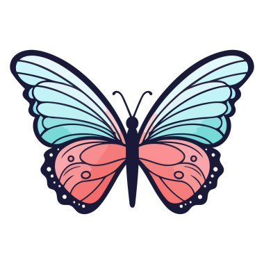 Zarif kanat desenleri sergileyen bir kelebeğin vektör çizimi.