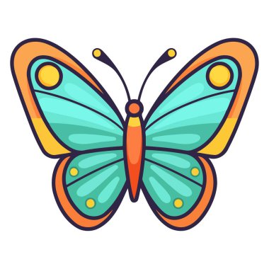 Zarif kanat desenleri sergileyen bir kelebeğin vektör çizimi.