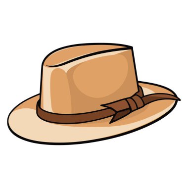 Tasarımlara cazibe katmak için ideal şık, izole bej bir şapkanın vektör çizimi.
