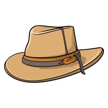 Tasarımlara cazibe katmak için ideal şık, izole bej bir şapkanın vektör çizimi.