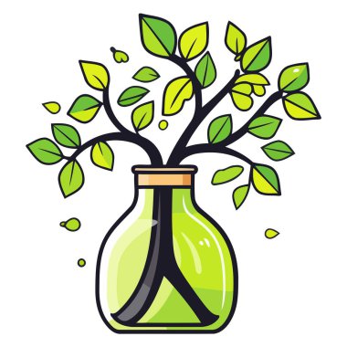 Yapraklı yeşil ağaç dalı ikonunun vektör çizimi, çevre dostu tasarımlar için mükemmel.