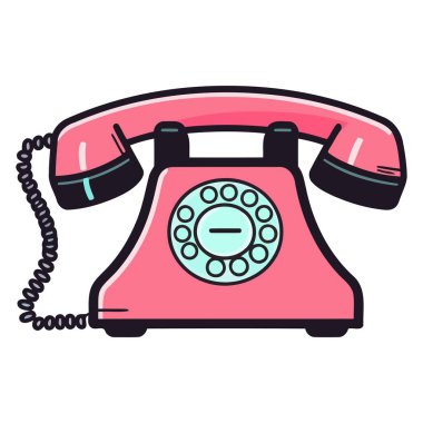 Nostaljik tasarımlar için mükemmel bir pembe telefon ikonu vektör illüstrasyonu.