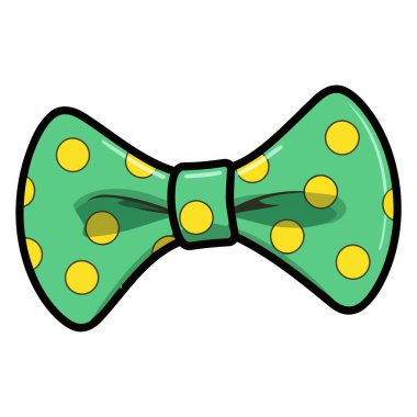 Yeşil papyon ikonlu komik bir retro yapıştırmanın oyuncu vektör grafiği.