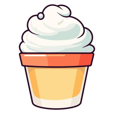 Pastane ve şekerleme grafikleri için ideal şirin bir krema simgesi tasviri.