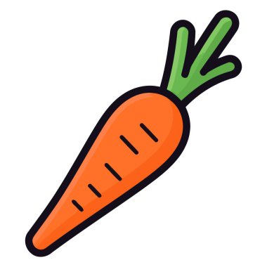 Bir havuç simgesi tasviri, sebze veya bahçe temalı projeler için idealdir.