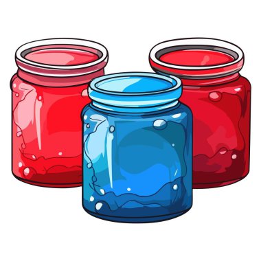 Plastik bir kapta renkli bir guaj boyasının vektör çizimi, sanatsal tasarımlar için ideal.