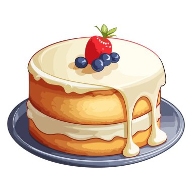 Tatlı temalı grafikler için ideal bir kremalı pasta ikonu sunan bir resim.