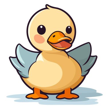 Bu su kuşlarının neşeli ve sevimli doğasını yakalayan şirin bir ördek ikonunun tasviri.