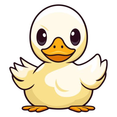 Bu su kuşlarının neşeli ve sevimli doğasını yakalayan şirin bir ördek ikonunun tasviri.