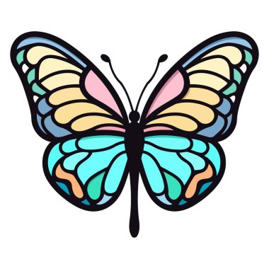 Zarif kanat desenleri sergileyen bir kelebeğin vektör çizimi.