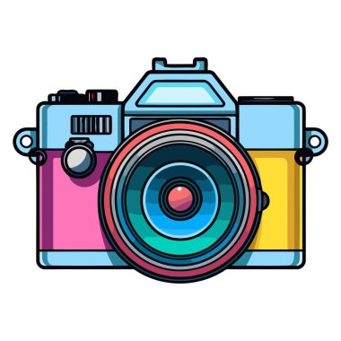 Fotoğraf çekimi ile ilgili projeler için ideal bir kamera simgesi.