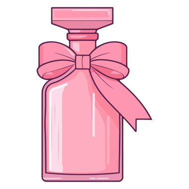 Şık bir pembe parfüm şişesinin vektör çizimi, parfüm tasarımları için mükemmel..