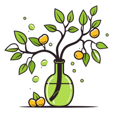 Yapraklı yeşil ağaç dalı ikonunun vektör çizimi, çevre dostu tasarımlar için mükemmel.