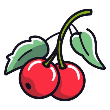 Meyveli kiraz ikonu tasviri, meyveli tasarımlar için mükemmel..
