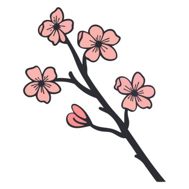 Kiraz çiçeği ikonu tasviri, çiçek tasarımları için mükemmel..