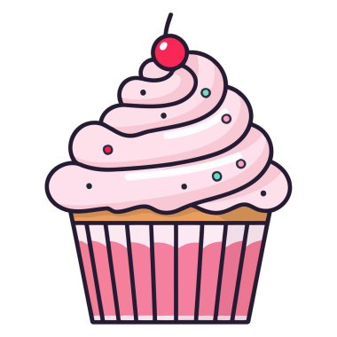 Tatlı temalı grafikler için ideal şirin bir kek ikonu sunumu.