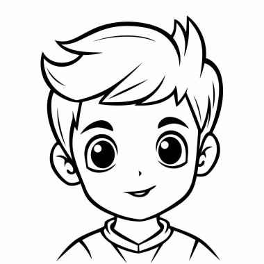 Basit bir çizgi sanatı vektör stili yakışıklı bir çocuk..