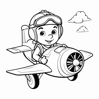 Basit bir çizgi sanatı vektör tarzında sevimli bir pilot.
