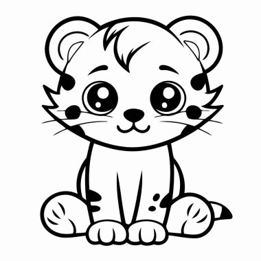 Basit bir çizgi sanatı vektör stilinde sevimli bir kaplan.