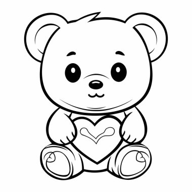 Basit çizgi sanatı vektör biçiminde sevimli bir ayı.