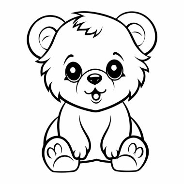 Basit çizgi sanatı vektör biçiminde sevimli bir ayı.