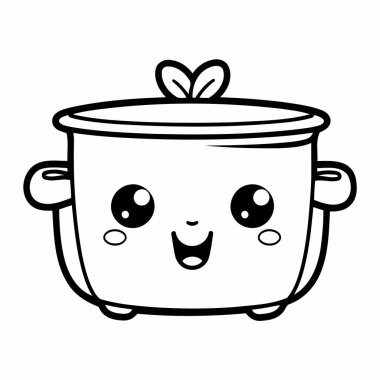 Basit bir çizgi sanatı vektör tarzında şirin bir pilav pişiricisi.