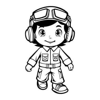 Basit bir çizgi sanatı vektör tarzında sevimli bir pilot.