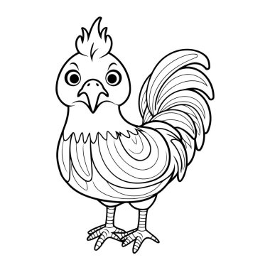 Basit çizgi sanatı vektör stilinde sevimli bir horoz.