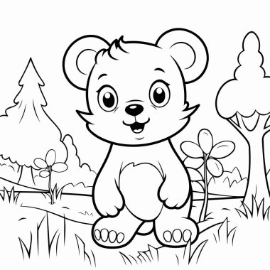 Basit çizgi sanatı vektör biçiminde sevimli bir kedi.