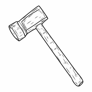 Basit çizgi sanatı vektör biçiminde sevimli bir çekiç.