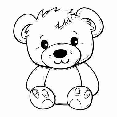 Basit çizgi sanatı vektör biçiminde sevimli bir ayı.