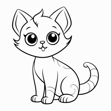 Basit çizgi sanatı vektör biçiminde sevimli bir kedi.