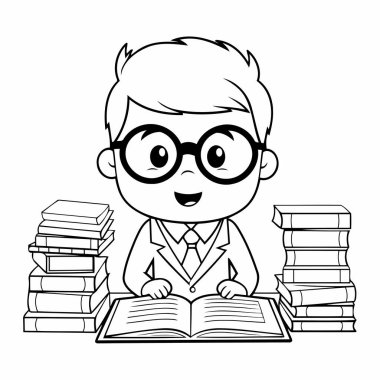 Basit bir çizgi sanatı vektör tarzında sevimli bir muhasebeci.