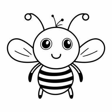 Simple line art a cute bee in vector style.