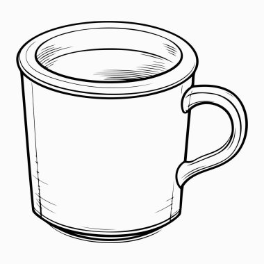 Basit çizgi sanatı vektör biçiminde şirin bir kupa.