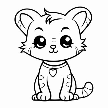 Basit çizgi sanatı vektör biçiminde sevimli bir kedi.