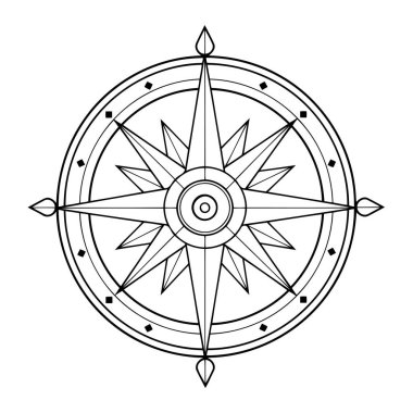 Simple line art a cute compass in vector style.