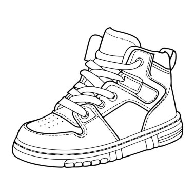Simple line art a cute sneakers in vector style.