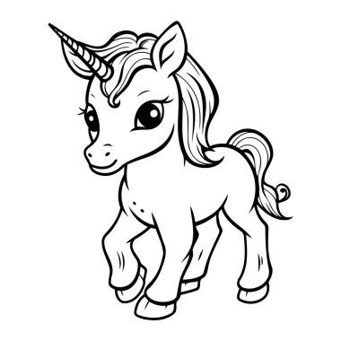Simple line art a cute unicorn in vector style.