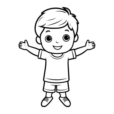 Basit bir çizgi sanatı vektör stili yakışıklı bir çocuk..