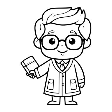 Basit bir çizgi sanatı. Vektör stili yakışıklı bir adam..