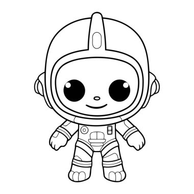 Basit çizgi sanatı, vektör stili sevimli bir robot..