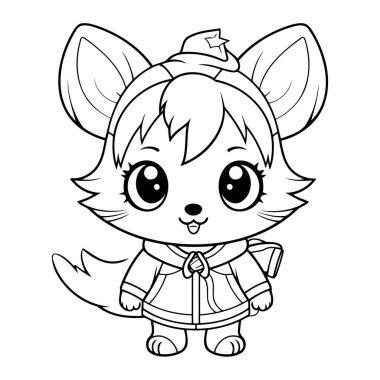 Basit çizgi sanatı vektör biçiminde şirin bir tilki.