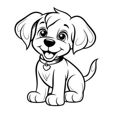 Basit bir çizgi sanatı vektör stili şirin bir köpek yavrusu.