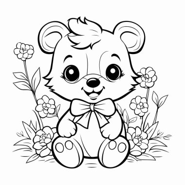 Basit çizgi sanatı vektör biçiminde sevimli bir ayı.