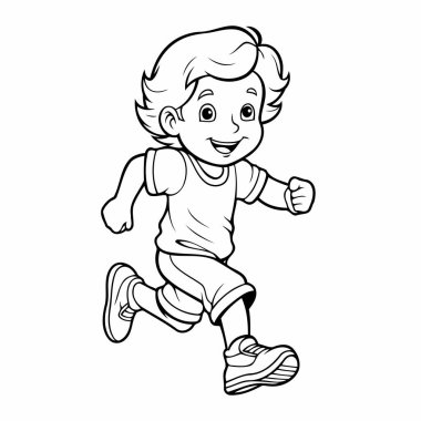 Basit bir çizgi sanatı vektör stili yakışıklı bir çocuk..